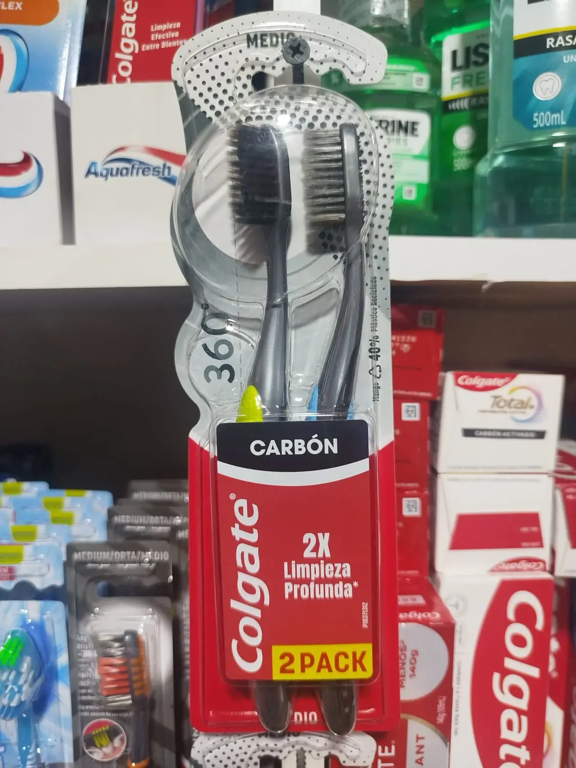 PACK 2 CEPILLOS COLGATE CARBON 360 MEDIO